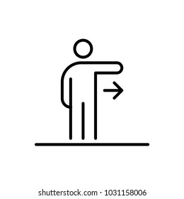 Man showing right direction icon ui people simple line flat illustration.