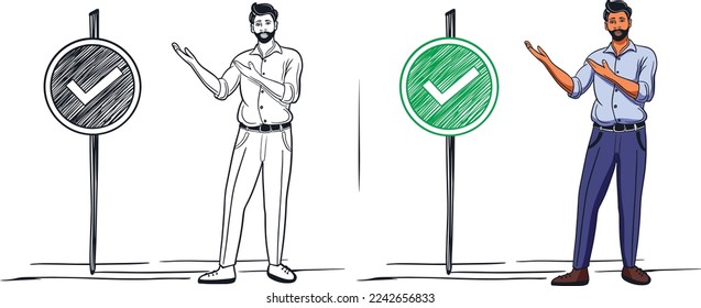 man showing right sign vector