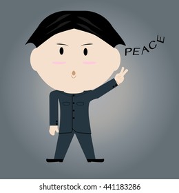 Man showing a sign of peace. Vector illustration. EPS10