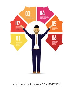 man showing stats