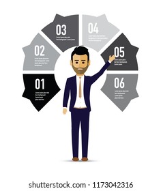 man showing stats