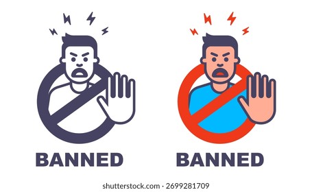 Hombre mostrando señal de stop. Ilustración plana.