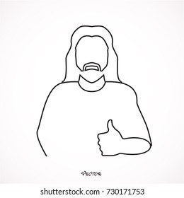  man showing thumbs up line 