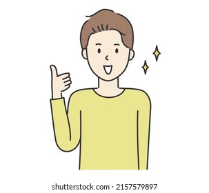 Man showing thumbs up sign, vector illustration