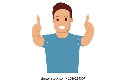 Man showing thumbs up with two hands