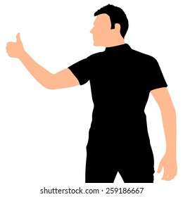 Man showing thumbs UP, vector 