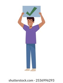Hombre que muestra la marca del voto aislado