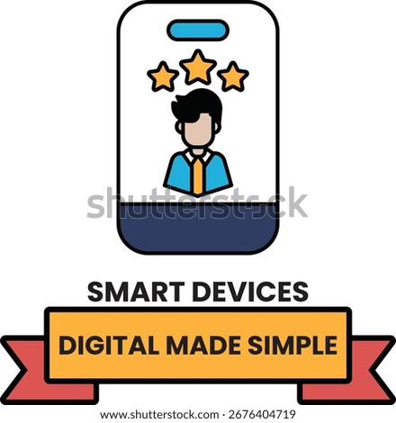 A man is shown with three stars above his head. The image is titled Smart Devices Digital Made Simple