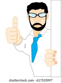Man shows extended finger a gesture approvals
