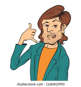 man shows a gesture call me, vector illustration