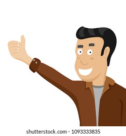 Man shows gesture cool. Vector illustration in flat style.