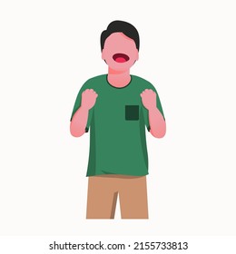 Man shows gesture of happy flat design