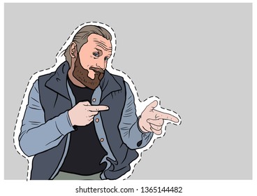 man shows gestures with hands realistic isolated vector sticker humor comic