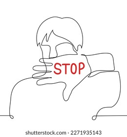 man zeigt das Innere der Palme mit dem Wort STOP - ein Zeilenkorb. Konzeptaufruf