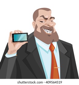 Man shows a mobile phone