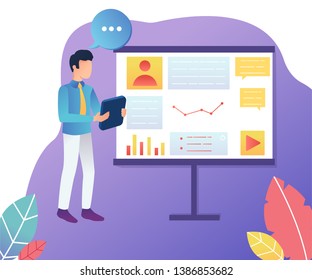 A man shows a presentation