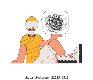 The man shows that he has a mess in his head. A person with mental problems.