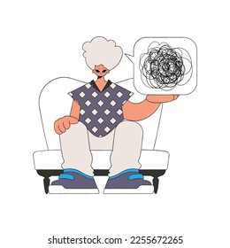 The man shows that he is lost in the depths of his own mind. A person with mental problems.