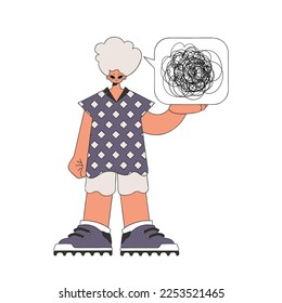The man shows that his thoughts are confused. A person with mental problems.