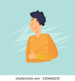 Man shows a thumbs up. Like. Flat design vector illustration.