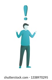 A man is shrugging with a curious expression.grain texture vector design illustrations
