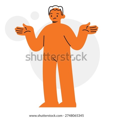 Man shrugging shoulders with confused expression showing uncertainty and lack of information Concept. Character Vector illustration design.
