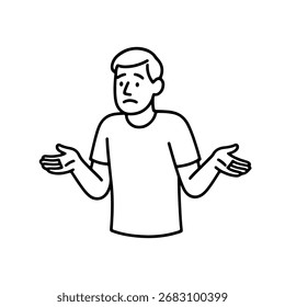 man shrugging vector line icon on a white background.
Vector line icon on a white background