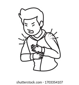 man sick with chest pain covid19 symptom vector illustration design