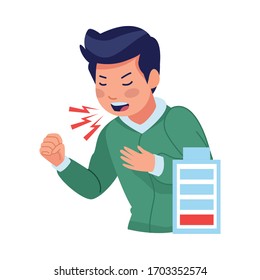 man sick with cough covid19 symptom vector illustration design
