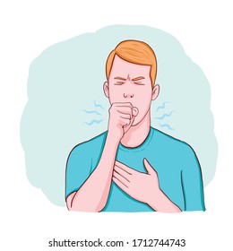 
man sick coughing, corona virus, covid-19 pandemic colour