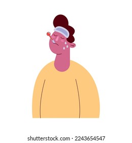 man sick with fever character