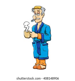 Man sick with flu