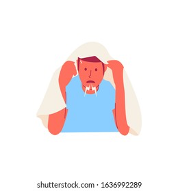 man sick flu in flat style illustration vector