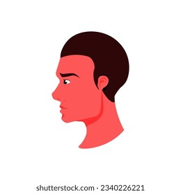 Cara lateral hombre en fondo aislado, ilustración vectorial.