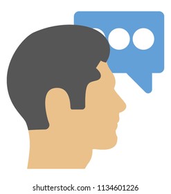 
A man with side face view and speech bubble, talking person 
