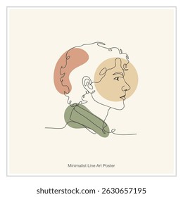 Man side profile minimalist line art. Masculine abstract illustration vector design