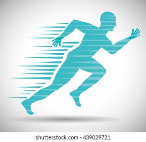 Man of side running. sport concept, vector graphic