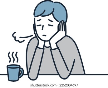 Man sighing simple illustration vector