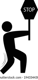 a man with sign board vector illustration in white background
