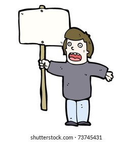 man with sign cartoon