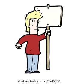 man with sign cartoon