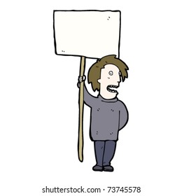 man with sign cartoon