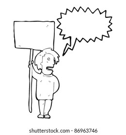 hombre con caricatura de signos gritando