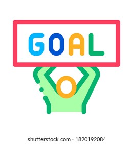 Man with Sign Goal Icon Vector. Outline Man with Sign Goal Sign. Isolated Contour Symbol Illustration
