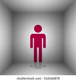 Man sign illustration. Bordo icon with shadow in the room.