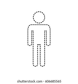 Man sign illustration. Vector. Black dashed icon on white background. Isolated.