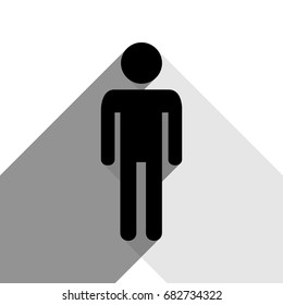 Man sign illustration. Vector. Black icon with two flat gray shadows on white background.