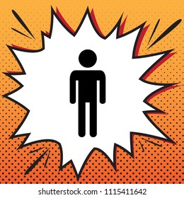 Man sign illustration. Vector. Comics style icon on pop-art background.