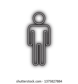 Man sign illustration. Vector. Double contour black icon with soft shadow at white background. Isolated.