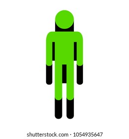 Man sign illustration. Vector. Green 3d icon with black side on white background. Isolated.